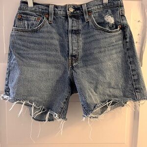 Levi's Distressed Cutoff Denim Shorts - Faded Blue